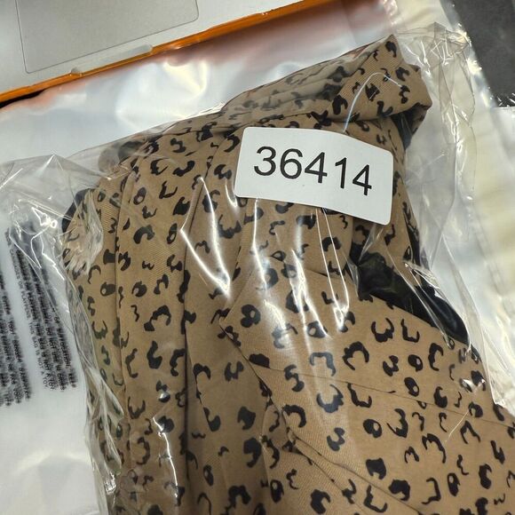 Zattcas Dress Women M Medium Black Animal Print Sheath Midi Belted Rayon Casual - Picture 7 of 7